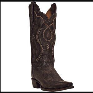 DAN POST Men's Tyree Chocolate Chainlaced Cowboy Leather Boots DP26680 9.5 EUC